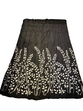 Black Comforter Set with White Vine Motif